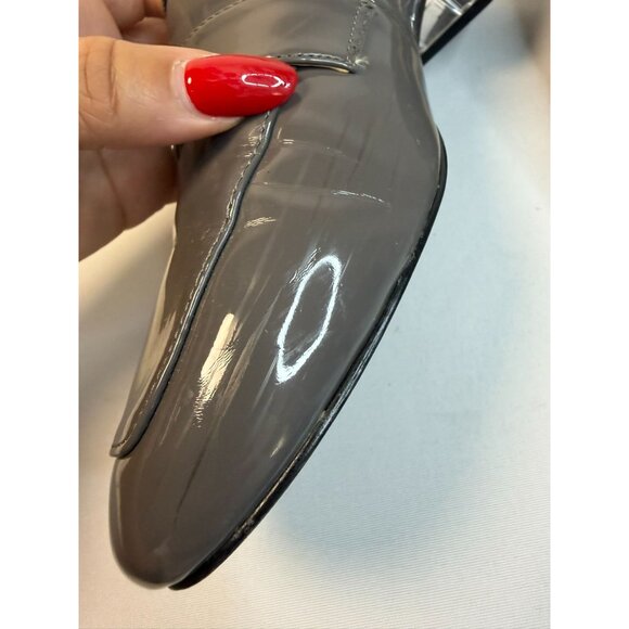 Nine West Uniformilyo Loafers Women Sz 9M Dark Grey Patent Leather Preppy Shoes - Picture 11 of 16